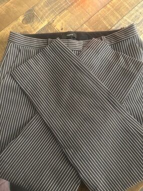 Theory Black Pinstripe Trousers with White Brown Stripes Size 6